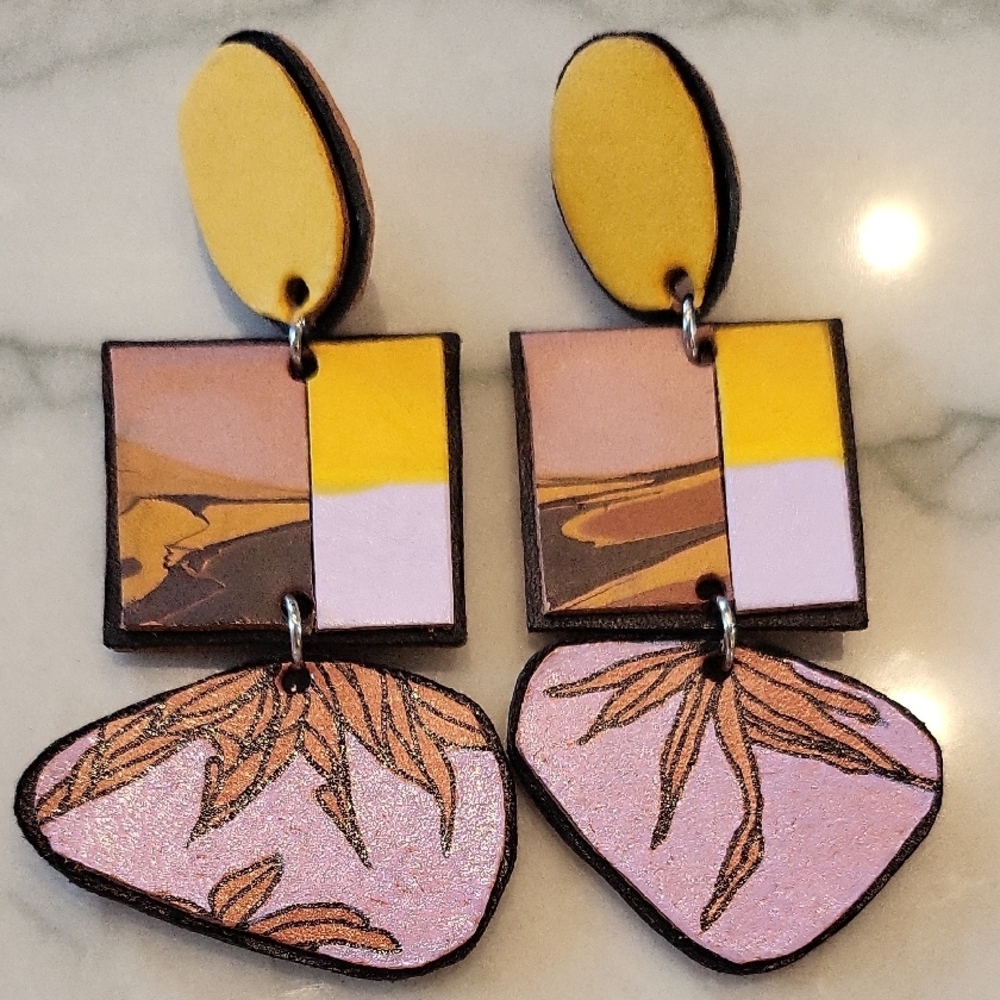 Artist Made Geometric Dangle Earrings - image 3